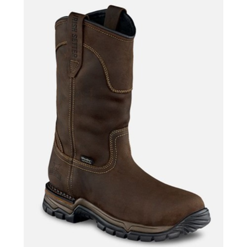 Two Harbors Men's 11-inch Waterproof Leather Safety Toe Pull-On Boot, Size10.5